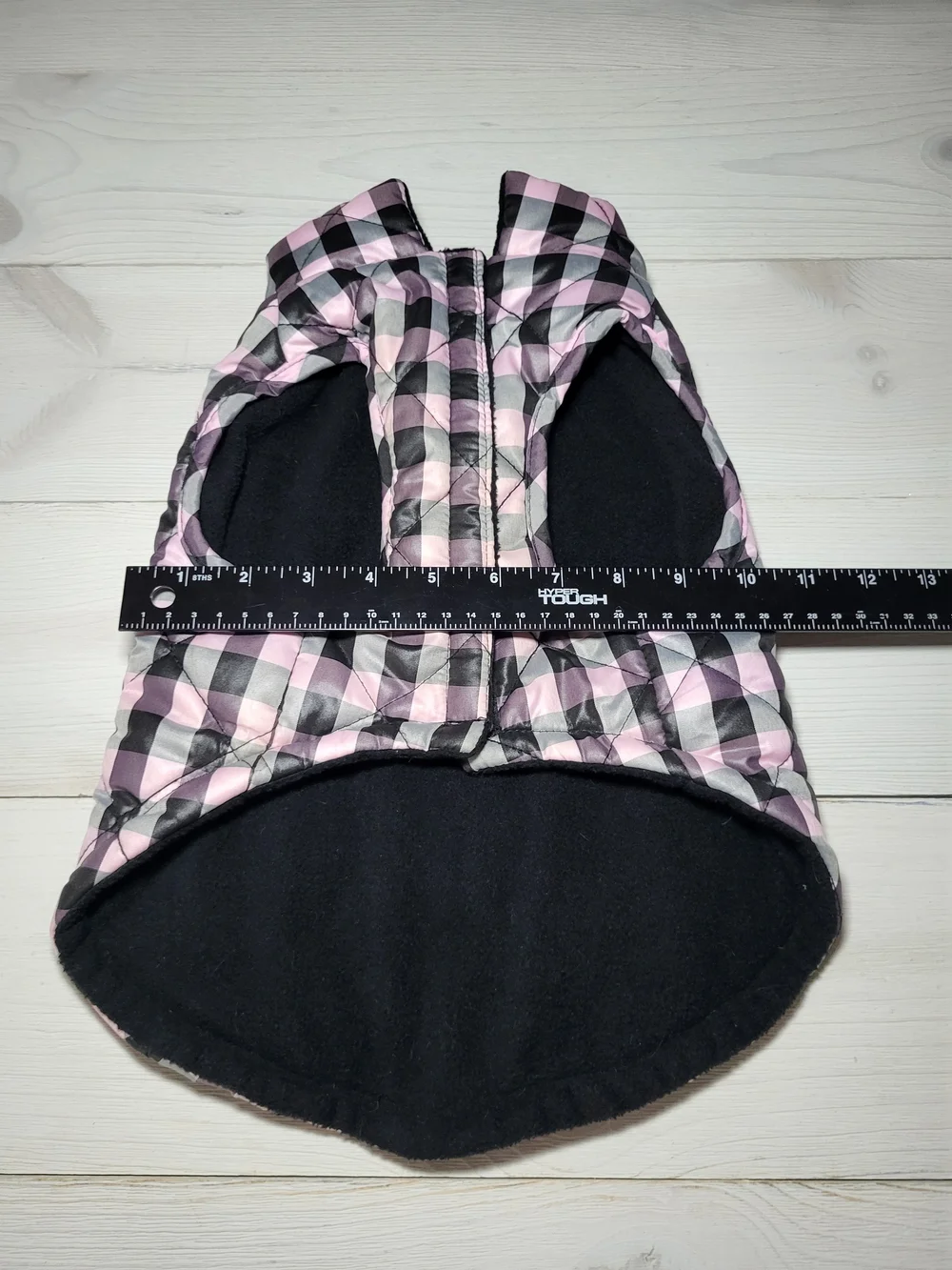 Telluride Clothing Dog Jacket Gingham Plaid Quilted Puffer Fleece Lined Coat.